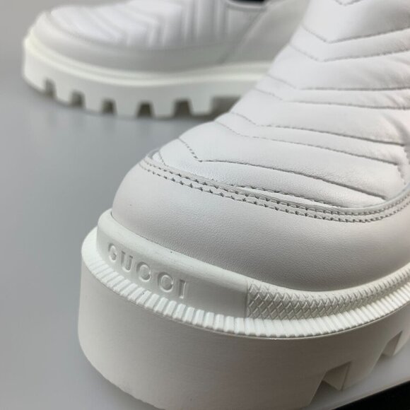 NIB Gucci Women matelassé Chelsea ankle boots in white size 36.5 - Picture 8 of 12